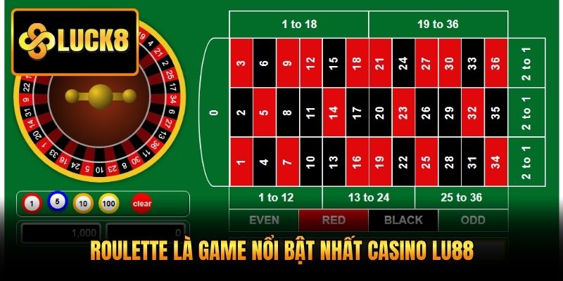 Roulette là game nổi bật nhất Casino Lu88